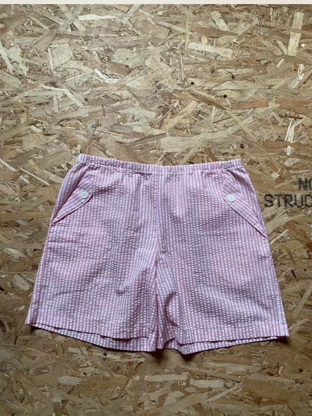 Women’s Pink & White Striped  Pull-On Shorts